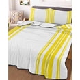 thumbnail image 3 of Quilts Twin-XL Size Bedding Set, Yellow Striped Lightweight Quilted Comforter, Farmhouse Simple Line Vertical Stripes Soft Reversible Bedspread Coverlet with Pillow Covers for All Season, 68" x 98", 3 of 7