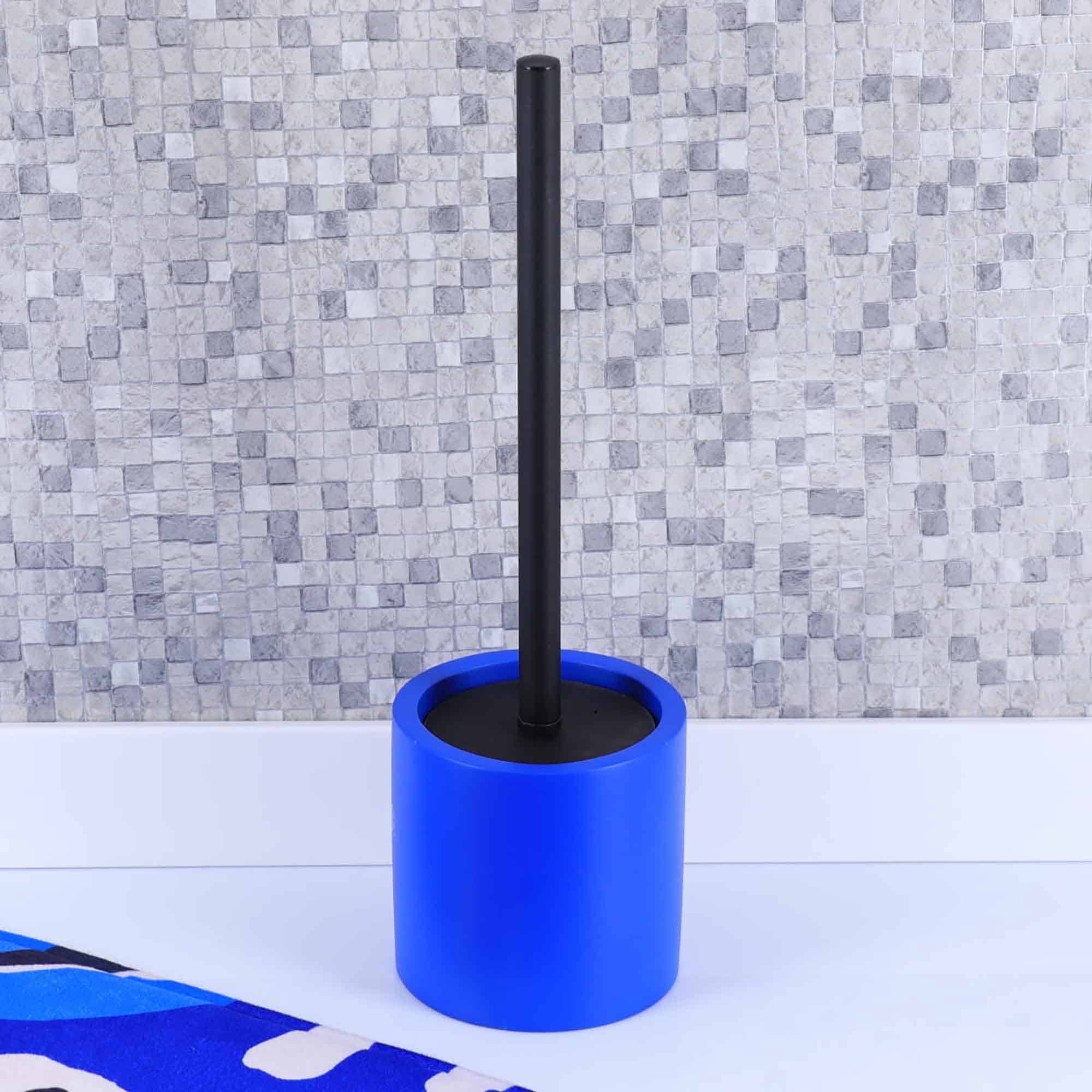 Evideco French Home Goods Cement Commercial Toilet Brush & Holder Set with Toilet Brush, Blue
