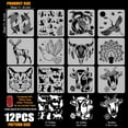 thumbnail image 2 of 12Pcs 12 Styles Animals Pattern Painting Stencil 11.8x11.8 inch Chinese Dragon Panda Koi Stencil Cat Deer Stencil Animal Theme Template for Painting on Wood Wall Canvas Fabric Furniture DIY, 2 of 7