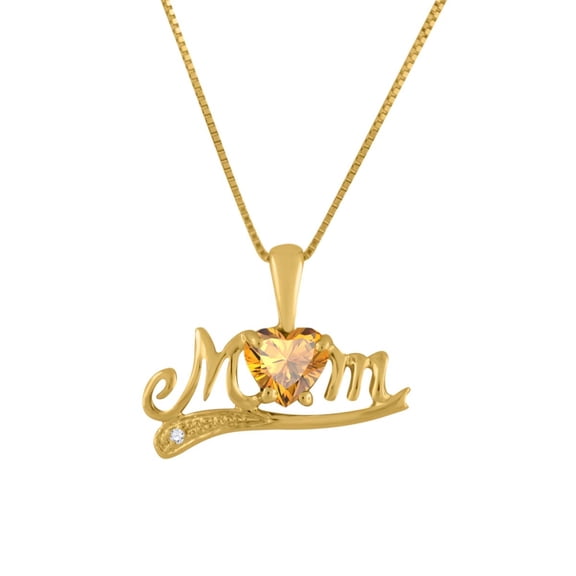 0.50 Carat 5MM Heart Shape Gemstone With Round Diamond In Heart Shape Mom Pendant For Woman Crafted In 10k Rose White and Yellow Gold With 18 Gold Plated Over 925 Sterling Silver Box Chain
