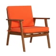 thumbnail image 3 of Linon Cooper Outdoor 4 Piece Wood Chat Set with Orange Cushions in Acorn Brown, 3 of 31