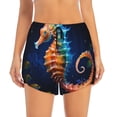 thumbnail image 2 of Yiaed Yellow Fish Seahorse Print Women's Running Shorts with Liner 3 Zipper Pockets Elastic Workout Athletic Gym Yoga Shorts-Medium, 2 of 7