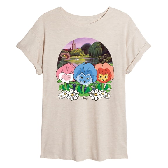 Disney - Alice In Wonderland - Flower Row - Women's Oversized T-Shirt