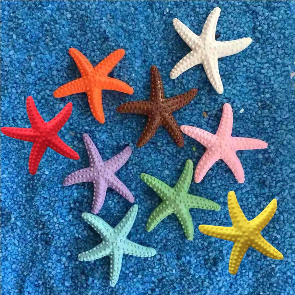 leaveforme 9 Pcs Resin Starfish Decor, Colorful Resin Starfish Mini Colorful Starfish Artificial