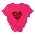 thumbnail image 5 of ICHUANYI Women's Shirts Valentine's Day Fashion Casual Crew Neck Short Sleeve Tops Print T-shirt Cloth New Trending, 5 of 6