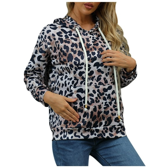 Lolmot Womens Top Printed Hooded Long Sleeved Sweater Hooded Sweater