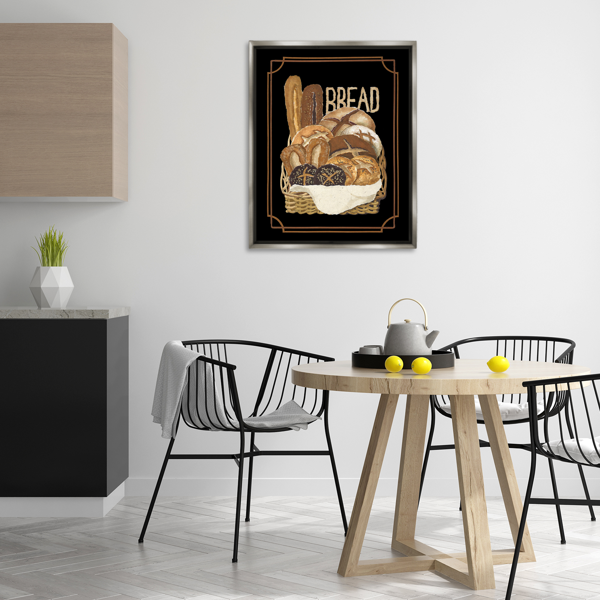 Stupell Industries Traditional Bread Basket Food & Beverage Painting Gray Floater Framed Art Print Wall Art, 25 x 31