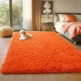 thumbnail image 2 of Orange Soft Shaggy Area Rug, 2 of 10
