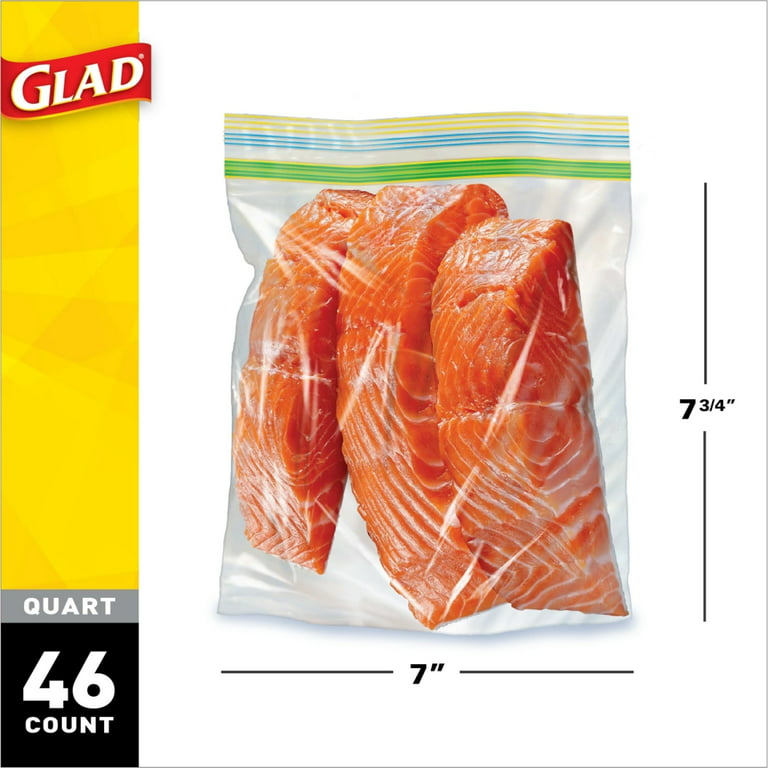 Glad Zipper Food & Freezer Storage Quart Bags, 46 Count 