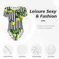 thumbnail image 6 of Haiem Lemons on Striped Women's Crew Neck Short Sleeve Bodysuit Tops Stretchy Slim Basic-Medium, 6 of 9