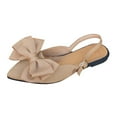thumbnail image 4 of Women's Bowknot Pointed Toe Slingback Flats Shoes Comfortable Slip On Walking Flat Low Heel Dress Shoes Brown Size 6.5, 4 of 6