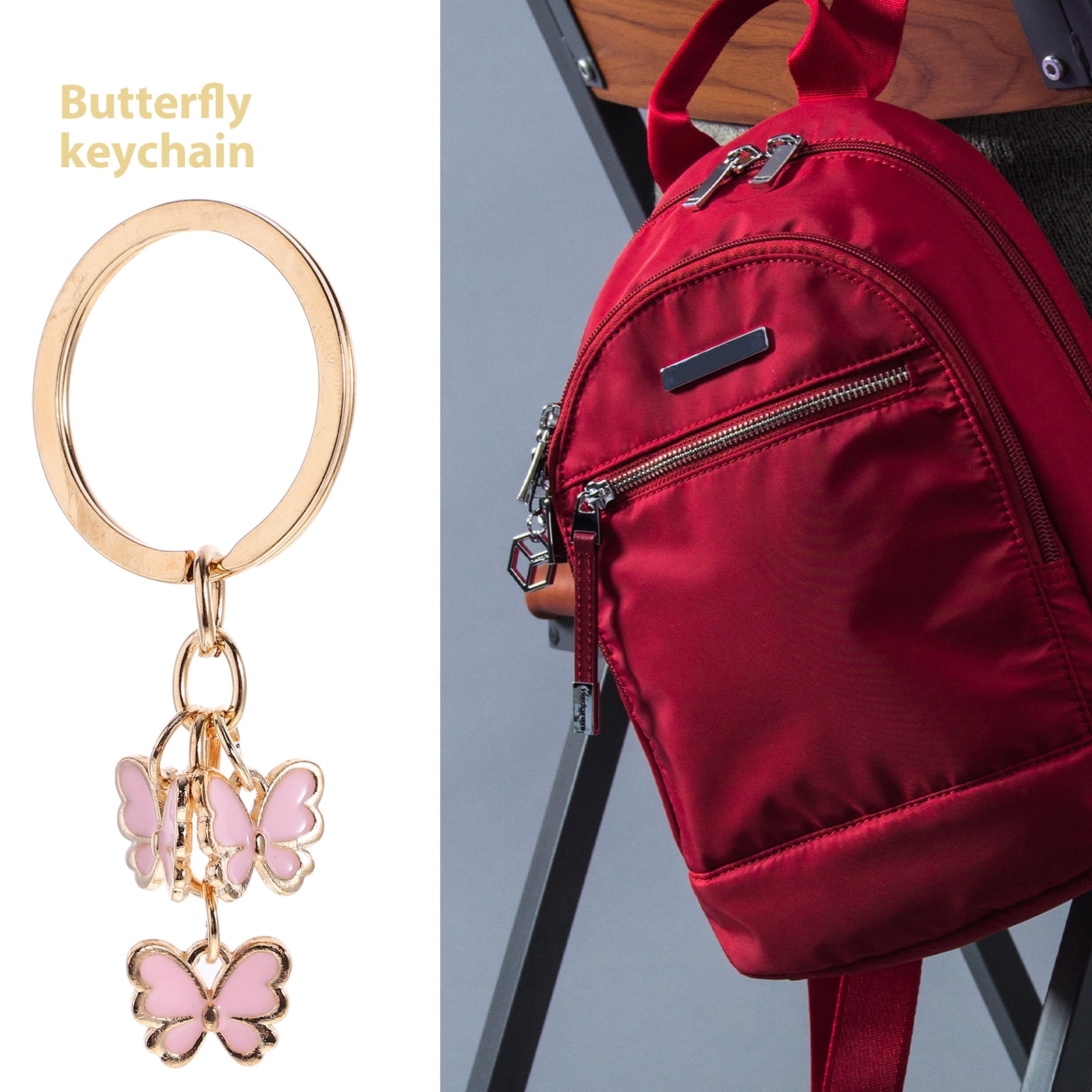 Key Chain Butterfly Key Ring Backpack Key Chain Purse Hanging Decoration Metal Keychain
