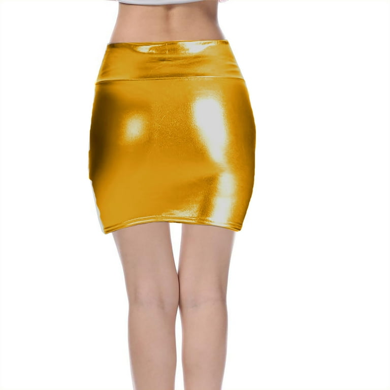Maxi Skirt Women's Shiny Mini Skirt Short Mini Skirt Night Club Bodycon Tight  Dress Mini Skirts Gold M - Walmart.com