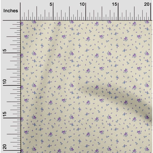 oneOone Cotton Flex Fabric Leaves & Flower Floral Print Fabric BTY 40 Inch Wide