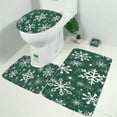 thumbnail image 2 of Green Christmas Snowflake Pattern Bathroom Rugs Sets 3 Piece,Toilet Cover Set,Absorbent Non Slip Bathroom Mats Sets with U-Shaped Contour Rug Toilet Rug Set, 2 of 5