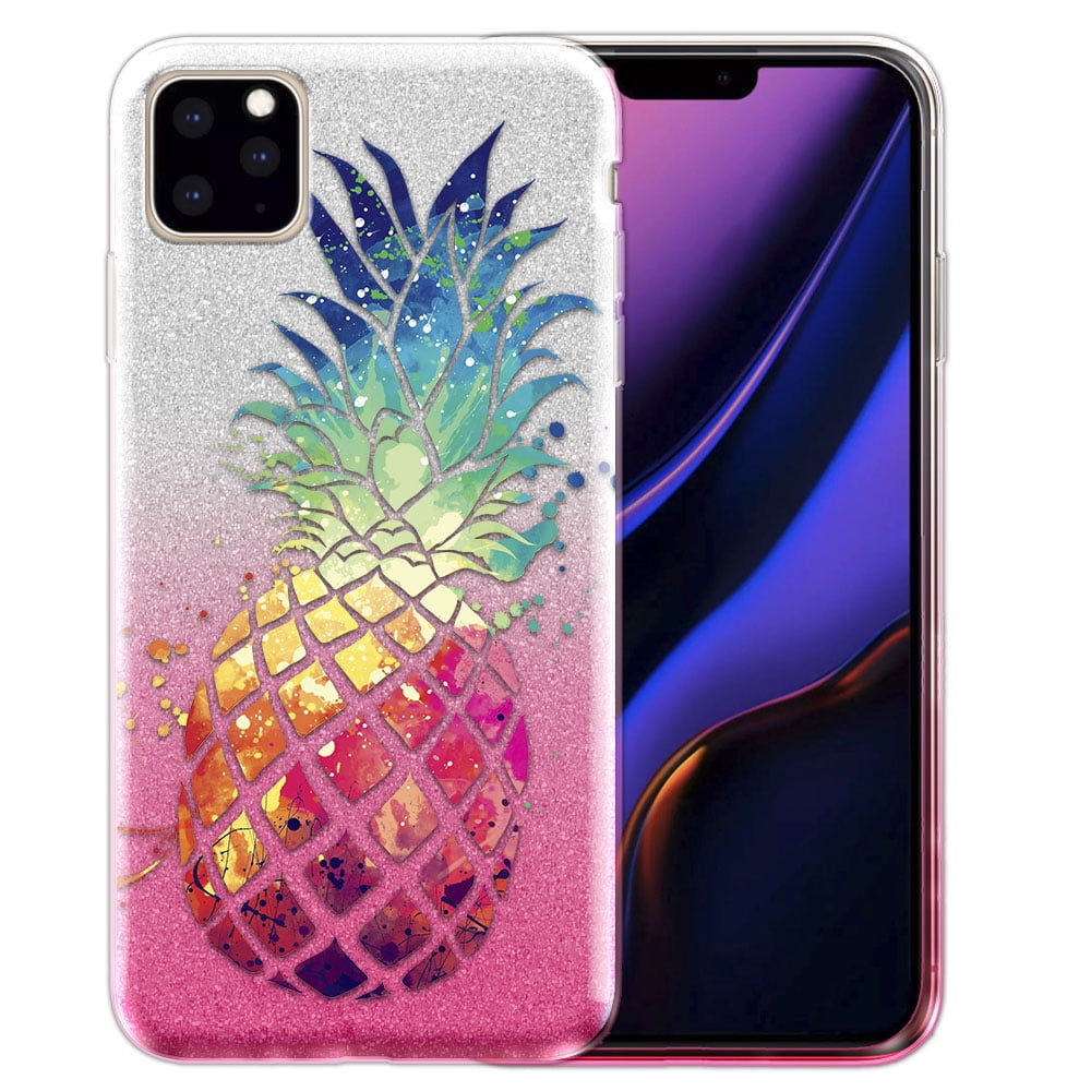 FINCIBO Pink Gradient Glitter Case Sparkle Bling TPU Cover for Apple