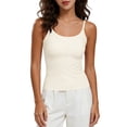 thumbnail image 2 of Tank Tops for Women Women's Solid Color Camisole Top With Built-In Bra Pads That Can Be Worn As Outerwear White XL, 2 of 7