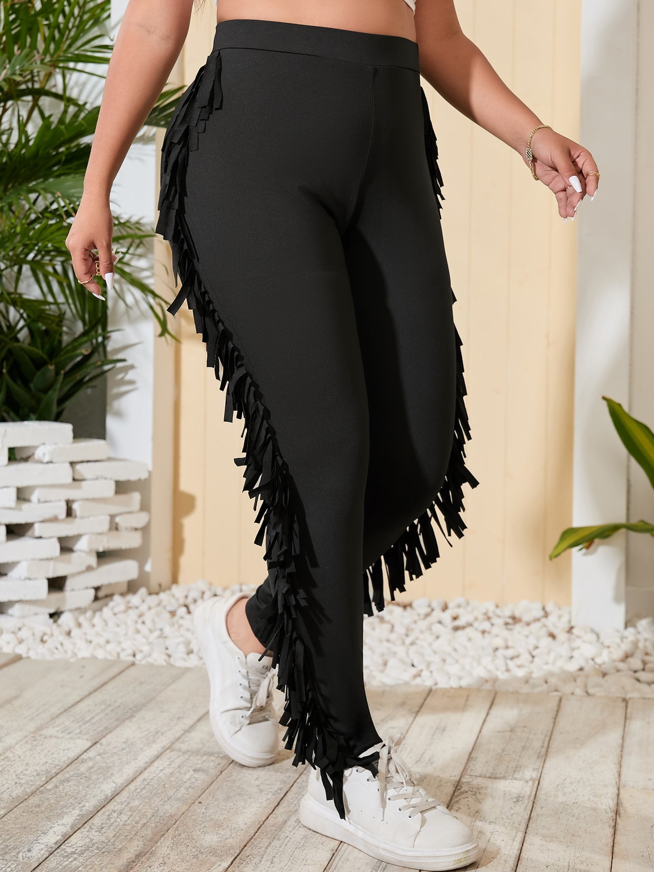 Contrast Fringe Leggings L2208D 3XL 