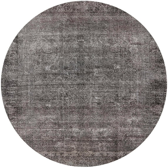 Ahgly Company Machine Washable Indoor Round Industrial Modern Eggplant Purple Area Rugs, 5' Round