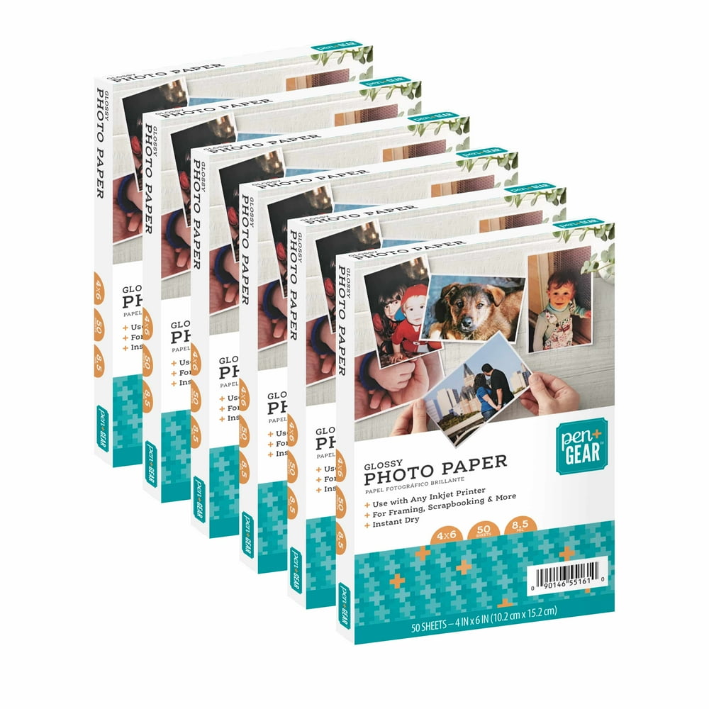 Pen + Gear White Glossy Inkjet Photo Paper, 4 x 6, 8.5 Mil, 300 Sheets