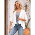 thumbnail image 5 of DARING DIVA Women's 3/4 Sleeve Open Front Loose Cover Ups Lightweight Shrug L White, 5 of 8