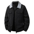 thumbnail image 2 of Fengqque Men's Corduroy Long Sleeved Lapel Jacket Winter Sherpa Lined Warm Thick Trucker Cargo Coat with Pockets Black XXL(XXL), 2 of 9