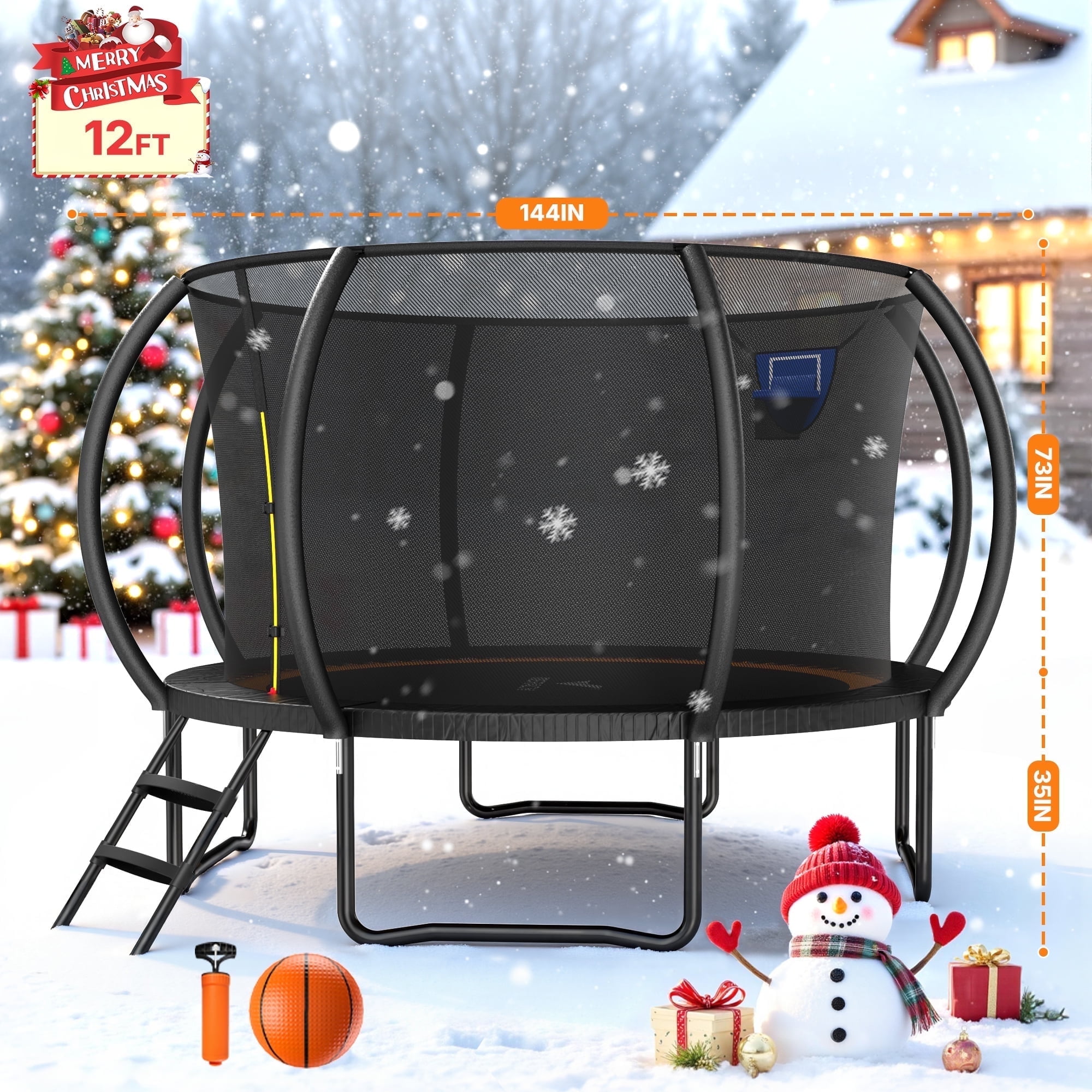 MERACH 12FT Family Outdoor Trampoline – Backyard Family Upgrade