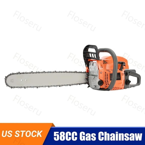 Floseru 20 Inch Gas Chainsaw, 58cc 2.7 HP Gas Power Chain Saw with Automatic Oiler, 2-Cycle Engine, Petrol Handheld Gasoline Chainsaws for Wood Cutting