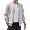 thumbnail image 2 of GIRUNS Mens Bomber Jacket Lightweight Casual Varsity Fall Winter Jackets Zip-Up Outerwear Coat Gray L, 2 of 8