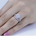 thumbnail image 2 of Bridal Set Halo Infinity Shank Engagement Ring, Milgrain Pave Set Stackable Ring For Her Birthday Gift, 2.2 Ct Simulated Diamond, 14K White Gold Plated Wedding Ring, Round Cut Women's Engagement Ring, 2 of 5