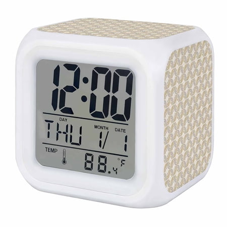 Beige Circle Digital Alarm Clock for Bedrooms,Smart LED Alarm Clock with 7 Color Changing Night Light,Geometric Aesthetics Modern Abstract Art Silent Wake Up Clocks for Sleep Study Cooking 3.2x3.2