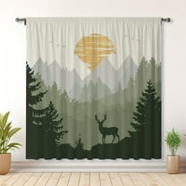 Modern Simple Curtains, Forest Print Blackout Curtains, Suitable For Room Bedroom Decoration(Rod pocket)