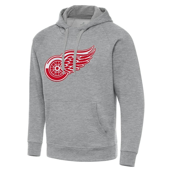 Men's Antigua Heather Gray Detroit Red Wings Big & Tall Victory Pullover Hoodie