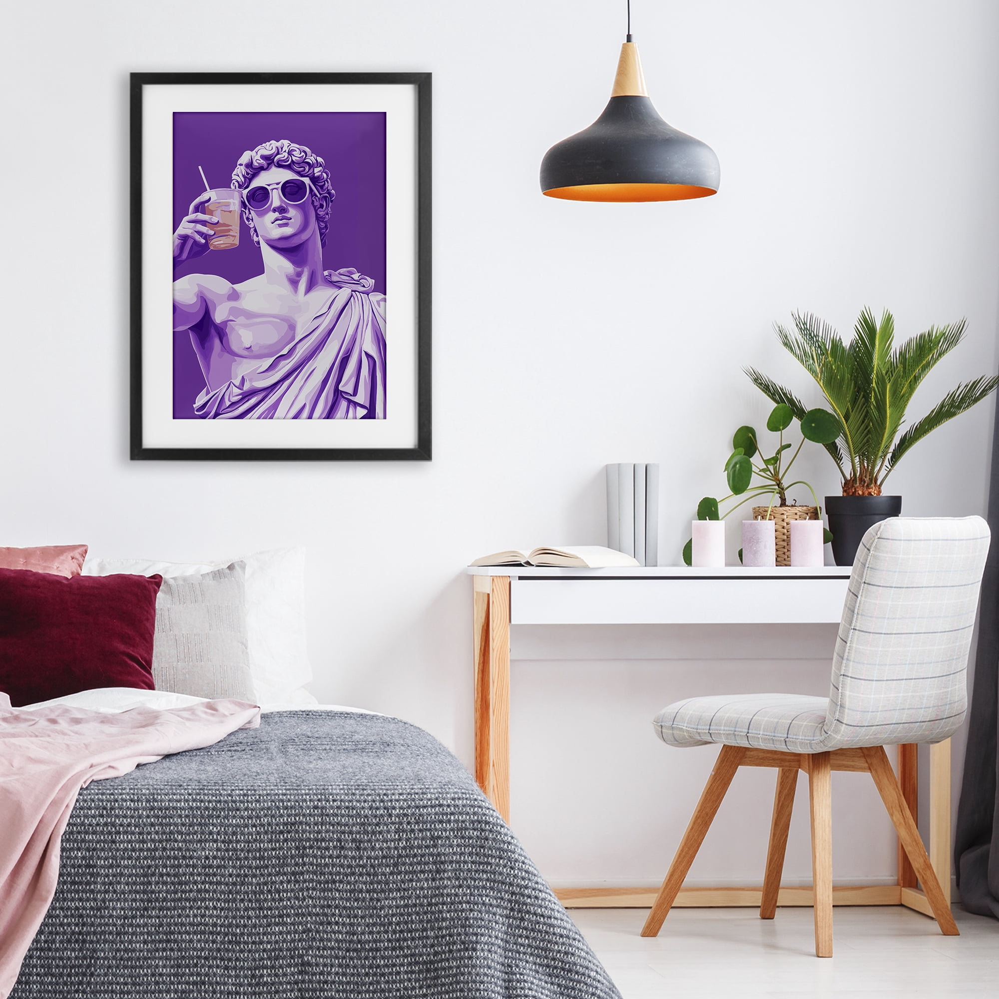 Stupell Industries Greek Statue Cheers Black Framed Print Under Glass, design by Andreas Magnusson