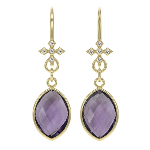 ABSHEL Amethyst Earring - Marquise Shape - 925 Sterling Silver 18K Gold Plated.