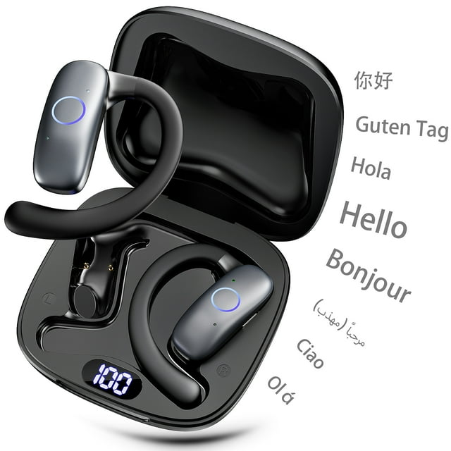 JYX Écouteurs Véritablement Sans Fil, Écouteurs Sans Fil avec Réduction du Bruit, Autonomie de 24 H, Affichage Numérique à DEL, Traduction en Temps Réel avec 115 Langues