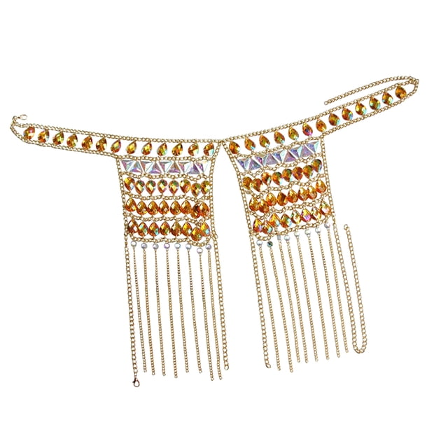 Arnés De De Imitación Completo Cintura Cadena Cuerpo Cadena Hombro Colr Para Mujer Joyería De Lentejues Doradas Body Sunnimix Joyas de cadena corporal en capas