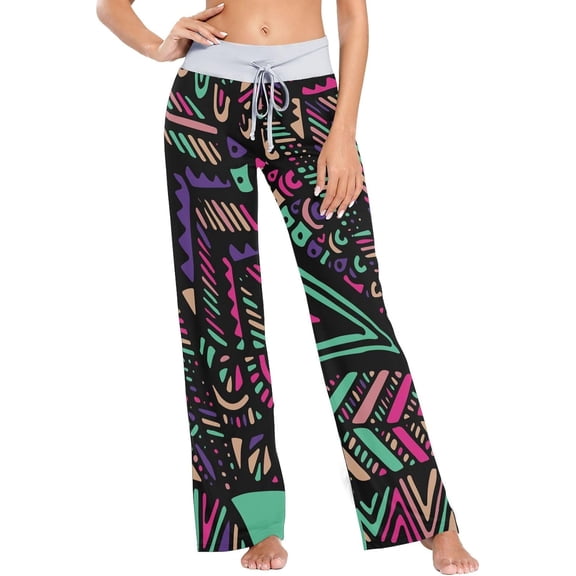GZHJMY Women's Pajama Pants Colorful Ornament Print Comfy Stretch Sleepwear Essentials womens Lightweight Lounge Terry Pajama Pant, Large