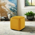 thumbnail image 3 of Maison Ottomans Yellow Leather PU  Cube Castered Legs, 3 of 7