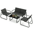 thumbnail image 1 of Patiojoy 4 Piece Outdoor Furniture Set Patio Metal Conversation Chair & Coffee Table w/ Mesh Seat Fabric & Tempered Glass Tabletop, 1 of 9
