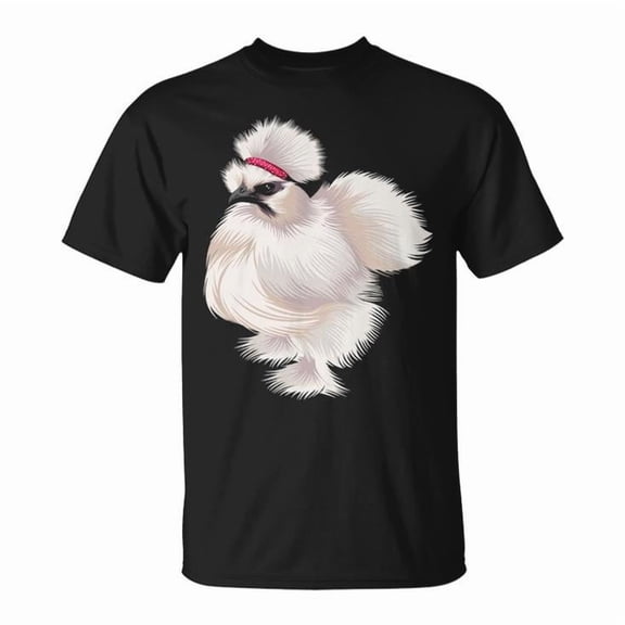 Silkie Chicken Mama Graphic Tee Unisex Adult Cotton Farm Poultry Lover T-Shirt for Chicken Owners or Casual Wear, Size L, Color Black