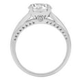thumbnail image 2 of 2.21 ct Brilliant Round Cut Real Genuine Natural Diamond VS1-VS2 I-J 18K White Gold Promise Wedding Statement Engagement Designer Ring W/ Crystal side stones size 4, 2 of 7