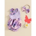 thumbnail image 3 of Suealasg Baby Girls 2pcs Outfits Set 3 6 9 12 18 Months Sleeveless Slash Neck Flower Print Ribbed Romper with Headband Newborn Summer One Piece Clothes, 3 of 7
