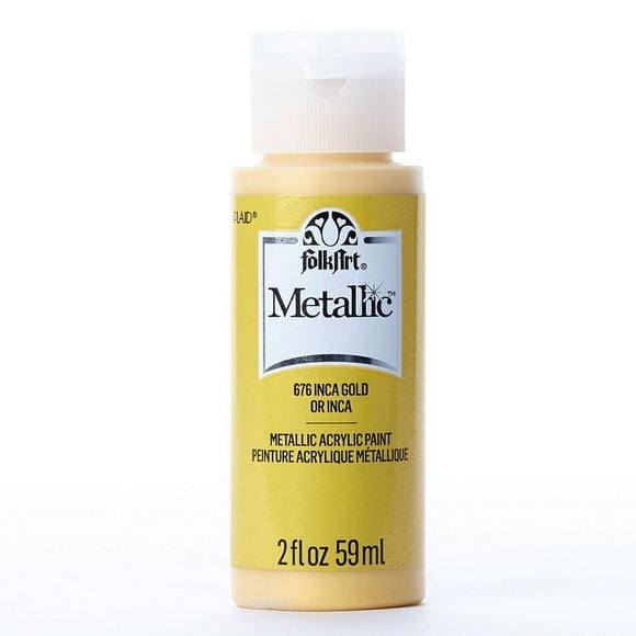 Folkart Metallic Acrylic Paint Inca Gold 2 oz, FolkArt Metallic Paint