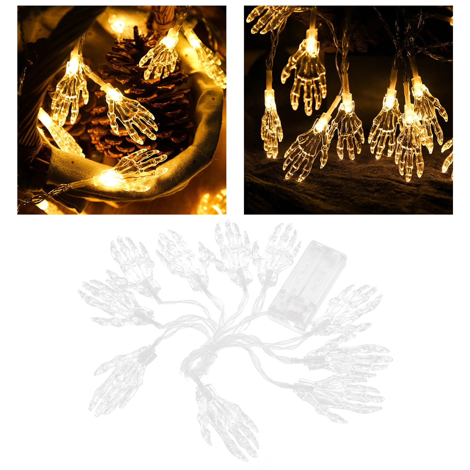 LED Skeleton Hand Lights, Adjustable Lighting Mode LED  Spooky String Lights Low Power Consumption Decorative  for Decorations