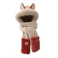 thumbnail image 4 of Gorro de invierno cálido, informal, novedoso, con orejeras, gorro 3 en 1, sudadera con capucha y bufanda Beige, 4 of 9
