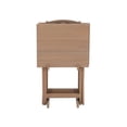 thumbnail image 4 of Linon Acacia Wood Five Piece Tray Table Set with Planked Distressed Top in Gray, 4 of 16