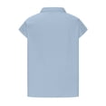 thumbnail image 5 of Womens Shirts Cotton Linen High Neck Cap Sleeve Casual Spring Summer T Shirts for Women Blue L, 5 of 5