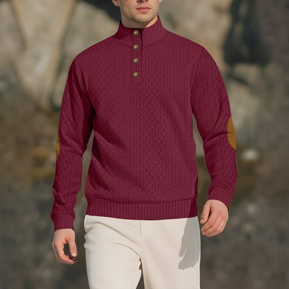 BLCHUNen Sweaters for Men Turtle Neck Cable Knit Pullover Slim Fitted Casual Workout Leisure Fall Log Sleeve Tops