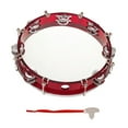 thumbnail image 2 of 10 Inch Handheld Tambourine Double Row Tambourine Drum Set Percussion Instrument Musical Educational Toy Instrument for Church Performance Kids Adults with Tuning Key Red, 2 of 7